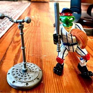 Vintage Ninja Turtles Baseball Player Action Figure with Accessories